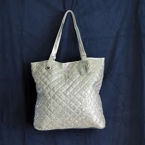 Chateau Silver Quilted Tote
